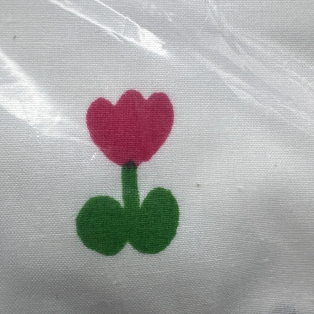 Vintage 70s Sheet Wamsutta Buttercups TWIN FITTED White Floral Tulips USA